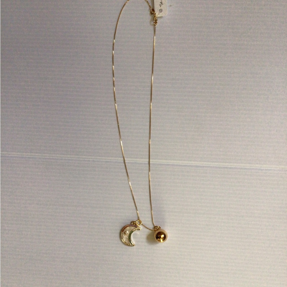 Boho moon and planet charm necklace